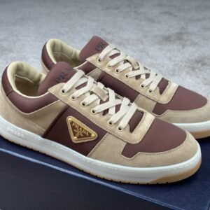 Prada Downtown Beige Suede & Re-Nylon
