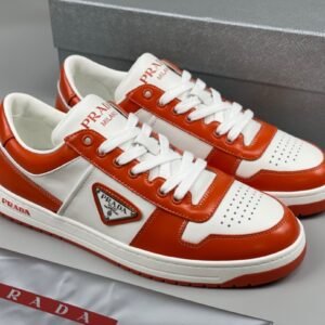 Prada Downtown Leather White Orange Re-Nylon