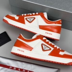 Prada Downtown Leather White Orange Re-Nylon