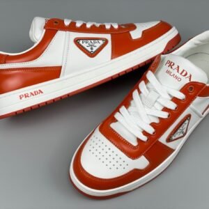 Prada Downtown Leather White Orange Re-Nylon