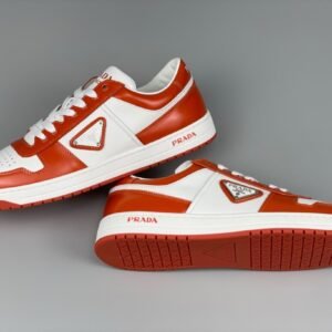 Prada Downtown Leather White Orange Re-Nylon
