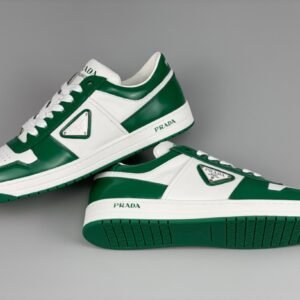 Prada Downtown Leather White Green Re-Nylon