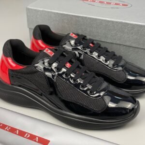 Prada Americas Cup  Black Red Patent Trainers