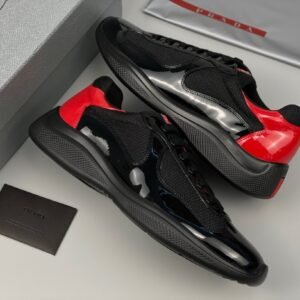 Prada Americas Cup  Black Red Patent Trainers
