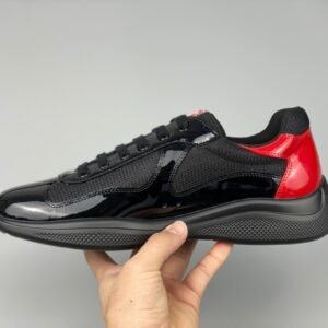 Prada Americas Cup  Black Red Patent Trainers