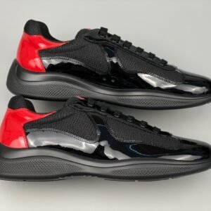 Prada Americas Cup  Black Red Patent Trainers