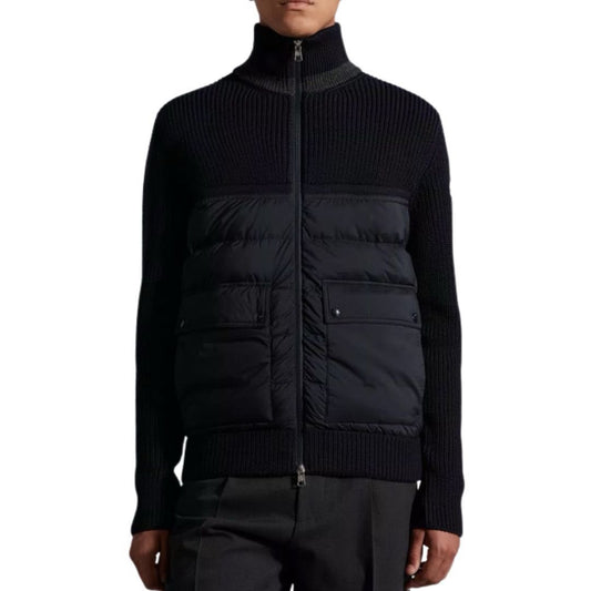 Moncler Knitted Padded Cardigan Jacket Black