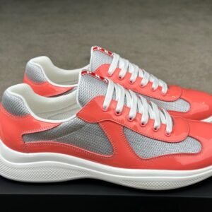 Prada Americas Cup Coral Silver Trainers