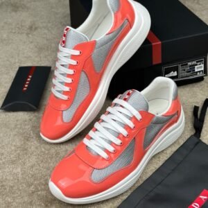 Prada Americas Cup Coral Silver Trainers