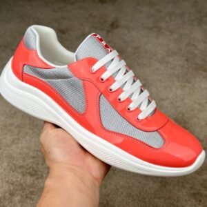 Prada Americas Cup Coral Silver Trainers
