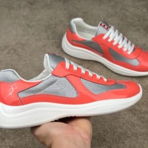 Prada Americas Cup Coral Silver Trainers