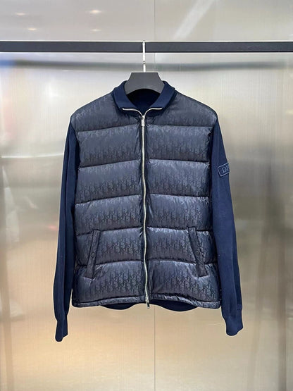 Dior Oblique Blouson Navy Blue Wool Knit