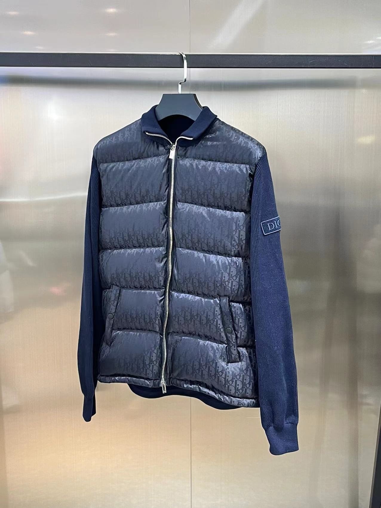 Dior Oblique Blouson Navy Blue Wool Knit