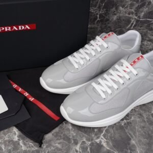 Prada Americas Cup Grey Patent Trainers