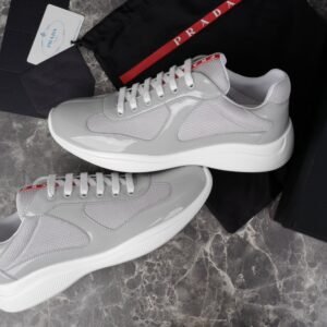 Prada Americas Cup Grey Patent Trainers