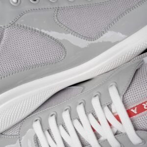 Prada Americas Cup Grey Patent Trainers