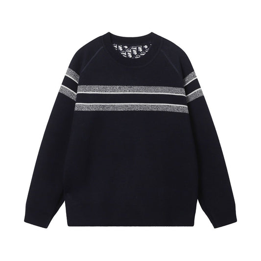 Dior Reversible Round Neck Sweater Blue Double-Sided