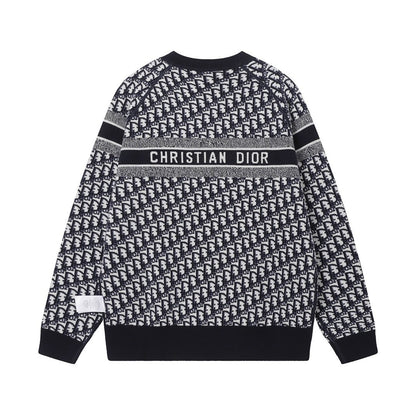 Dior Reversible Round Neck Sweater Blue Double-Sided