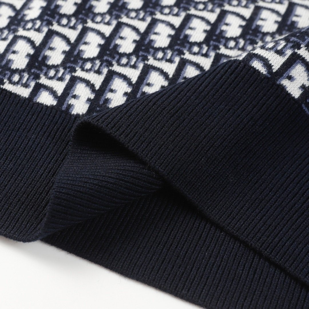 Dior Reversible Round Neck Sweater Blue Double-Sided