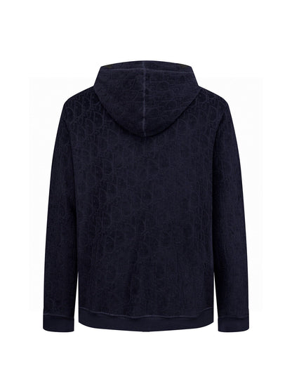 Dior Oblique Relaxed Fit Hooded Sweatshirt Navy Blue