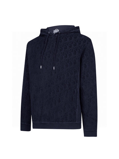 Dior Oblique Relaxed Fit Hooded Sweatshirt Navy Blue