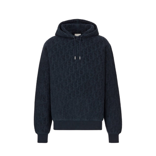 Dior Oblique Relaxed Fit Hooded Sweatshirt Navy Blue