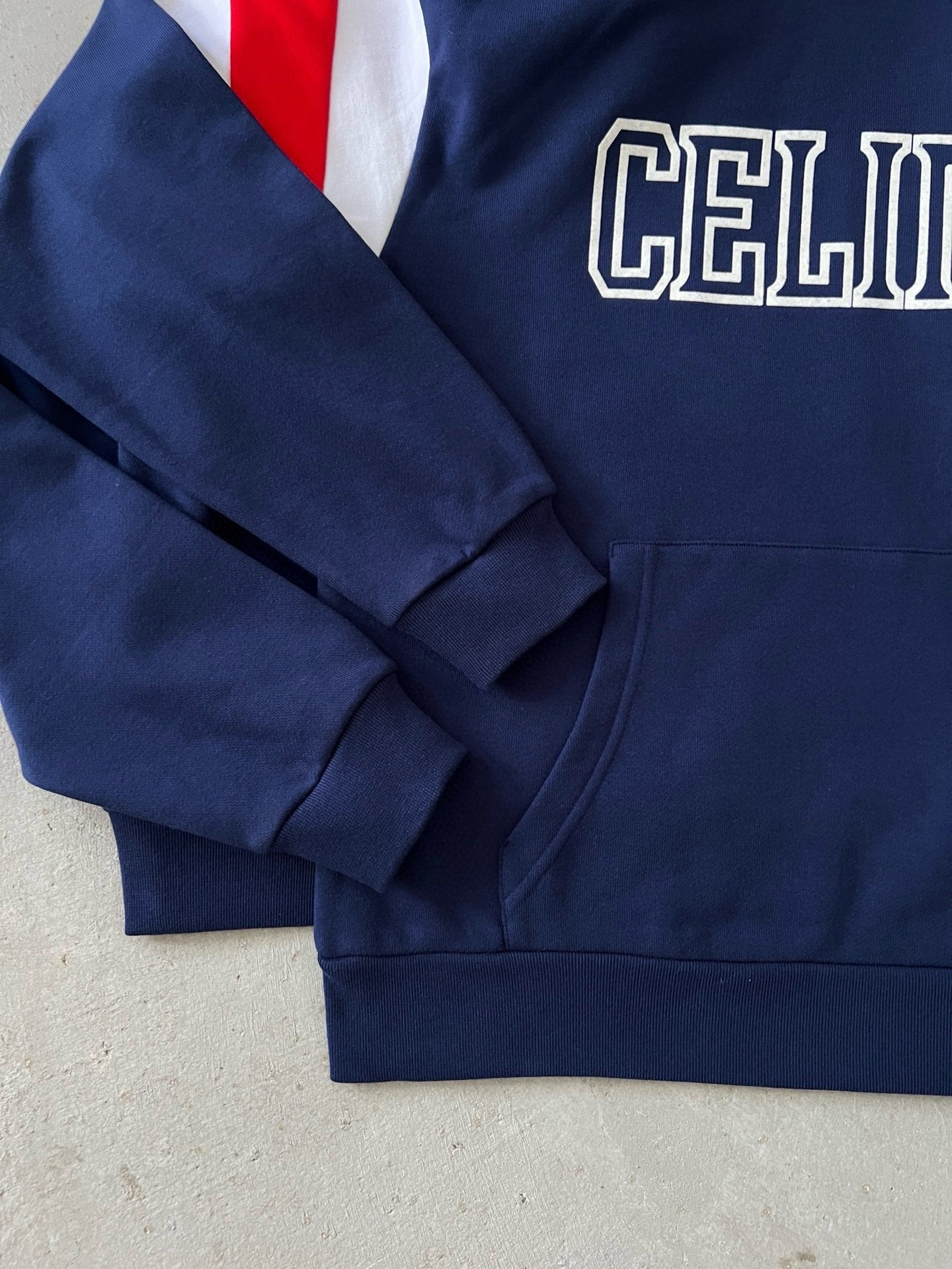 Loose Celine Hoodie In Cotton Fleece Blue