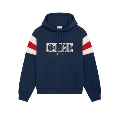Loose Celine Hoodie In Cotton Fleece Blue