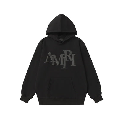 Amiri Staggered Logo Hoodie In Black