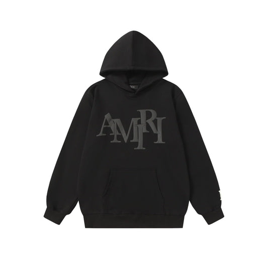 Amiri Staggered Logo Hoodie In Black