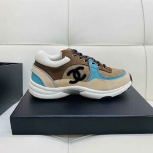 Chanel Low Top CC Trainer Beige Green