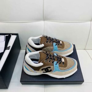 Chanel Low Top CC Trainer Beige Green