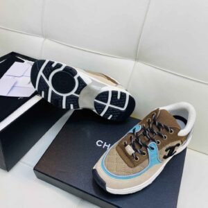 Chanel Low Top CC Trainer Beige Green