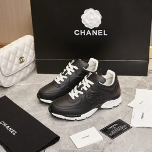 Chanel Low Top CC Trainer Black Leather