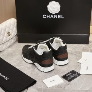 Chanel Low Top CC Trainer Black Leather