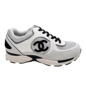 Chanel Low Top CC Trainer Black Logo White