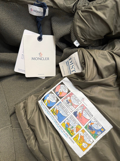 Moncler Padded Wool Knit Zip Up Jacket In Green