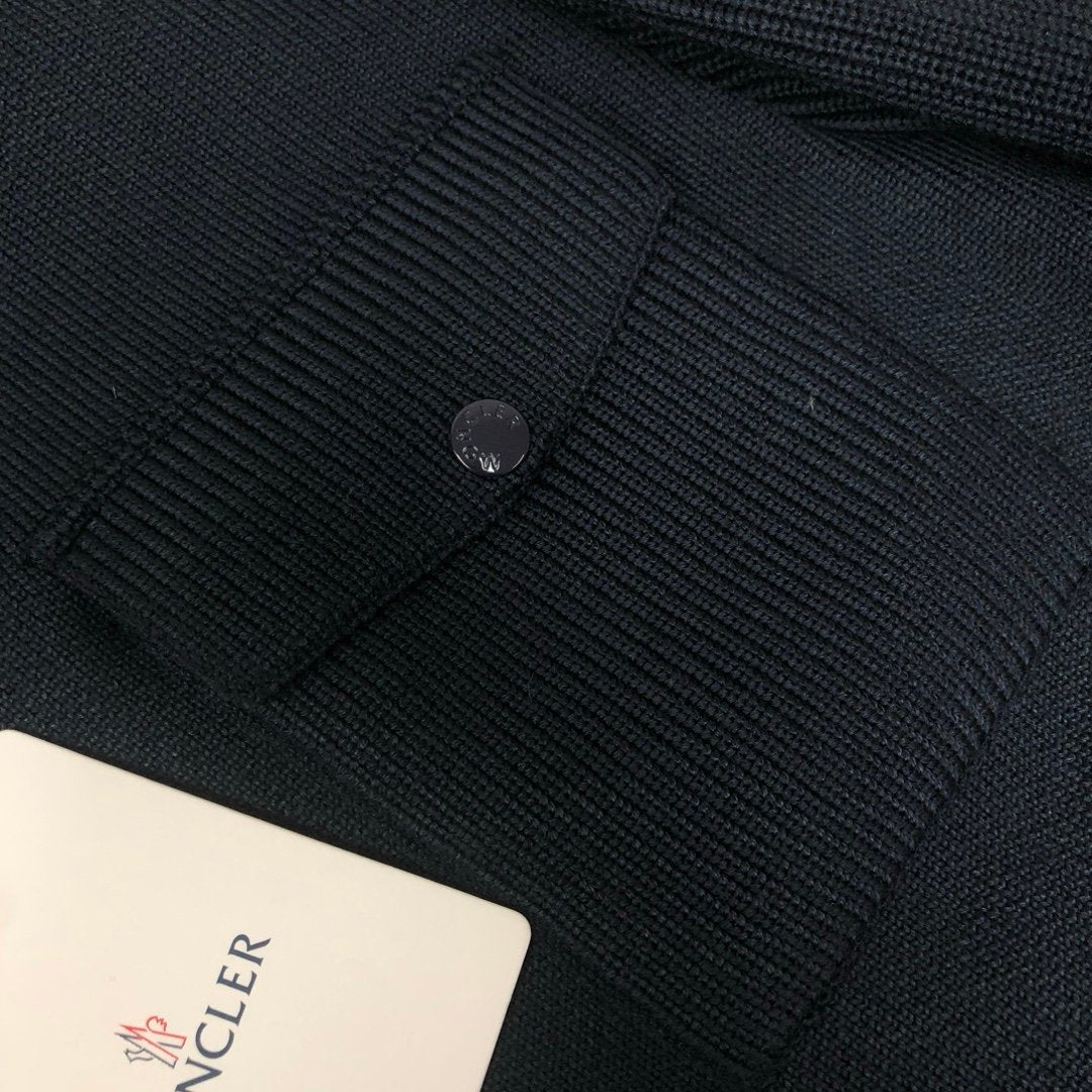 Moncler Navy Zip-Up Down Cardigan Jacket In Navy Blue