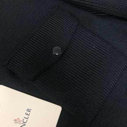 Moncler Navy Zip-Up Down Cardigan Jacket In Navy Blue