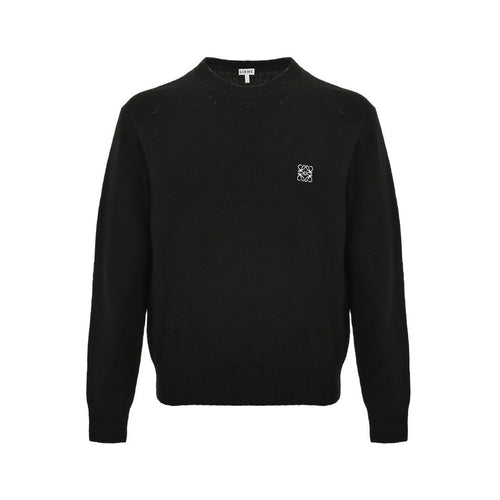 Loewe Anagram Logo Embroidered Wool Sweater In Black
