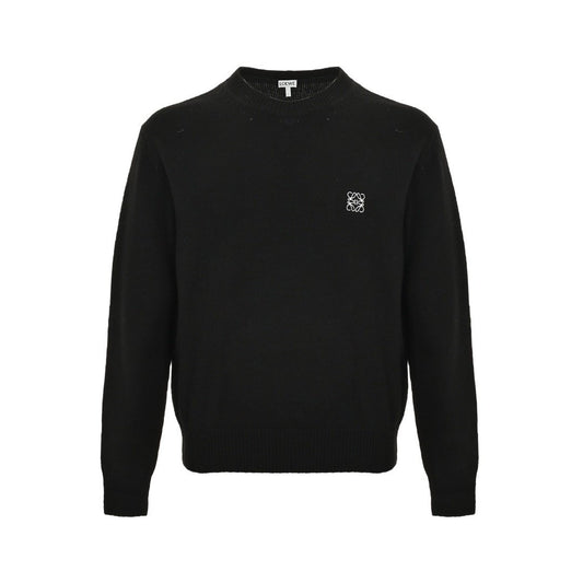 Loewe Anagram Logo Embroidered Wool Sweater In Black