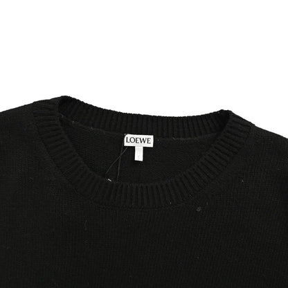 Loewe Anagram Logo Embroidered Wool Sweater In Black