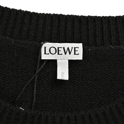 Loewe Anagram Logo Embroidered Wool Sweater In Black