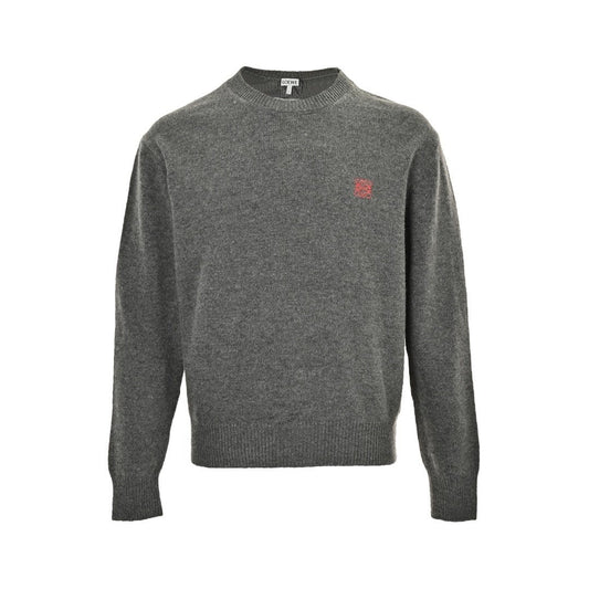 Loewe Anagram Logo Embroidered Wool Sweater In Grey